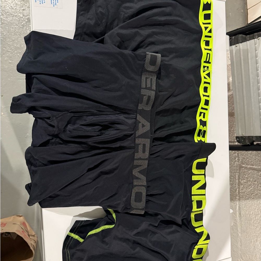 Under Armour Black and Neon Green Shorts